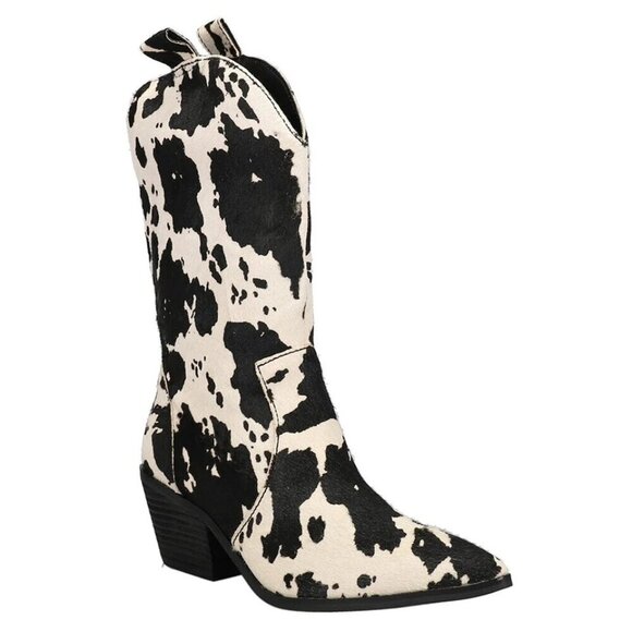 Dingo Women's Live A Little Cowprint Leather Boots Sz: 8 - Picture 1 of 10